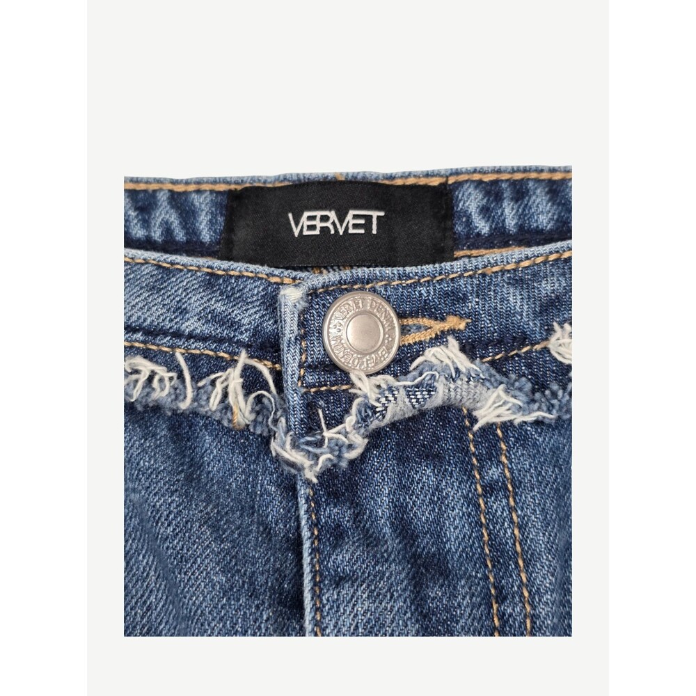 Vervet Medium Wash Denim Mini Skirt Distressed Size 27 Western Rodeo Streetwear - Picture 3 of 5